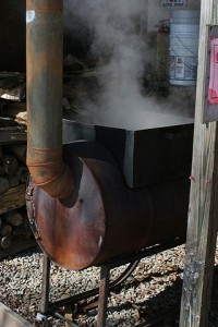 Maple syrup outdoor evaporator wood stove